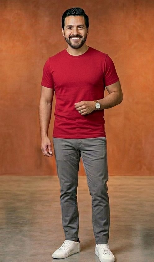 Playera color Rojo, foto real