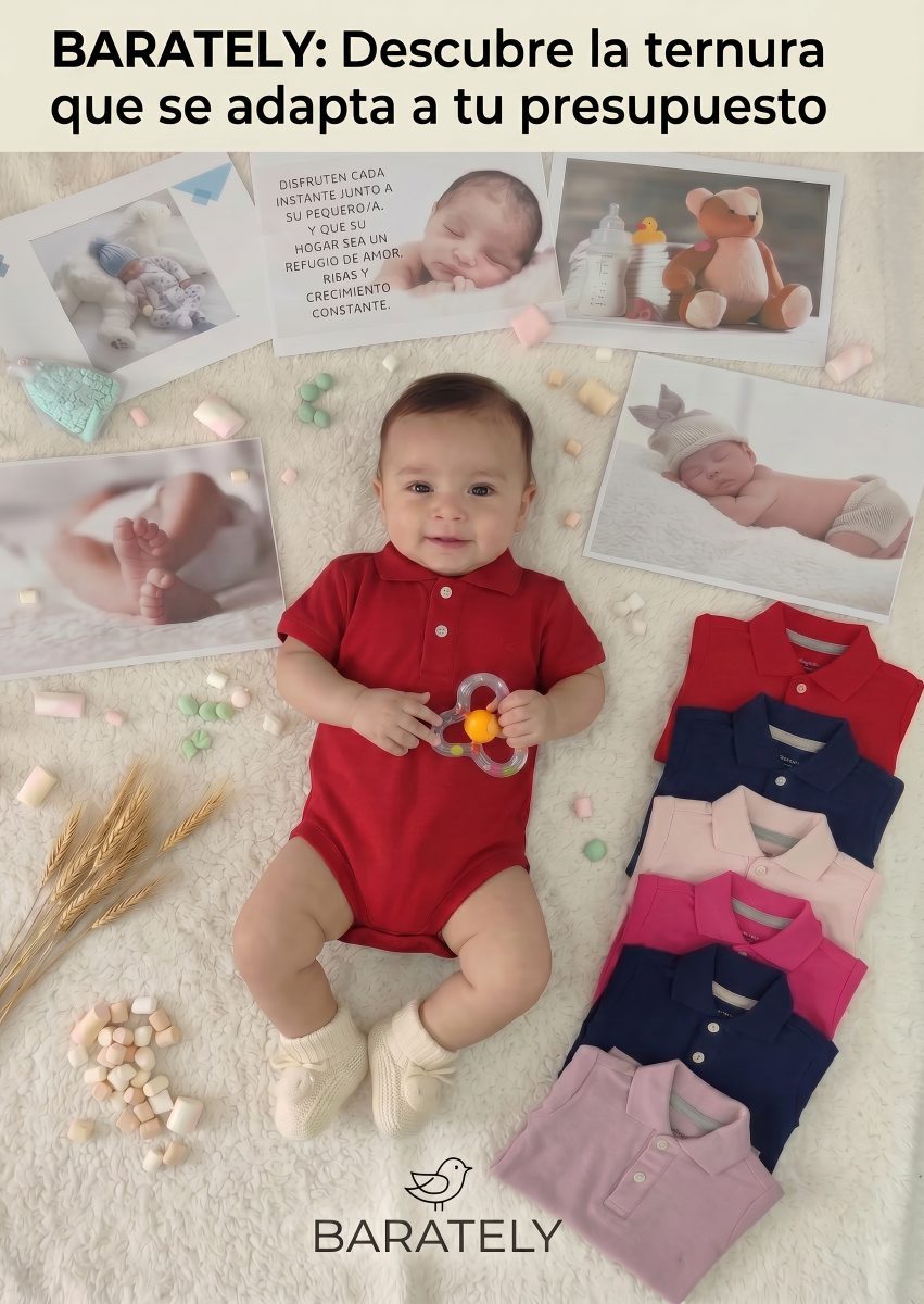 Body Tipo Polo Para Bebé En Tejido Premium color Rojo, foto real