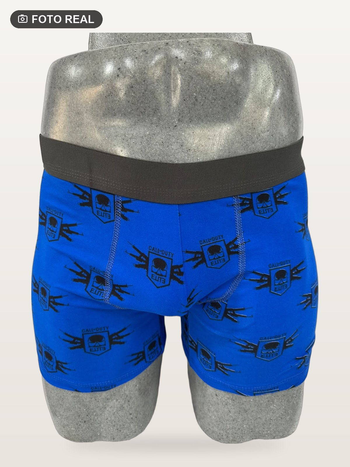 Boxer Brief Talla Grande color Calavera Militar Azul Rey, foto real