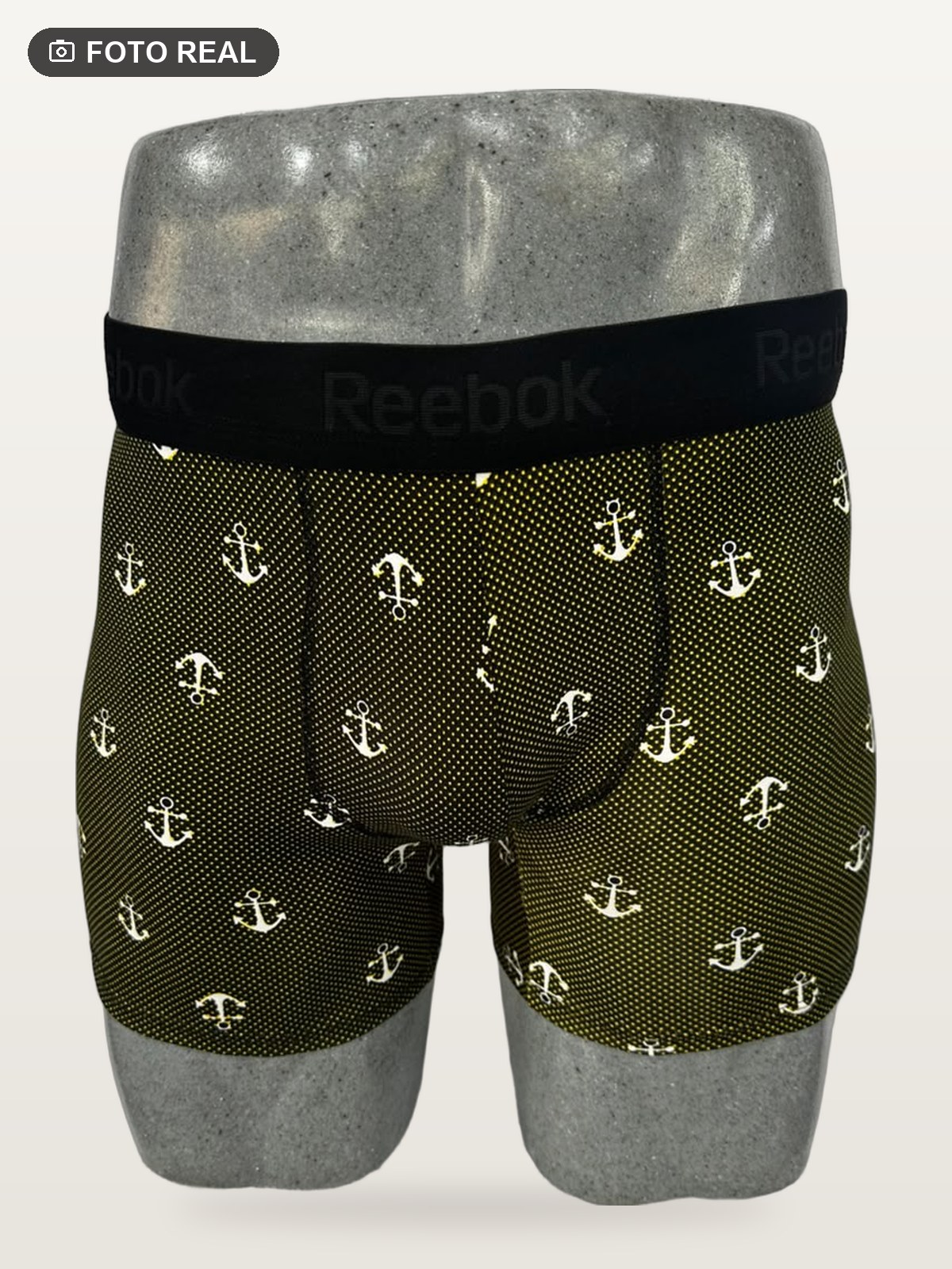Boxer Brief Talla Grande color Anclas Fondo Verde Olivo, foto real