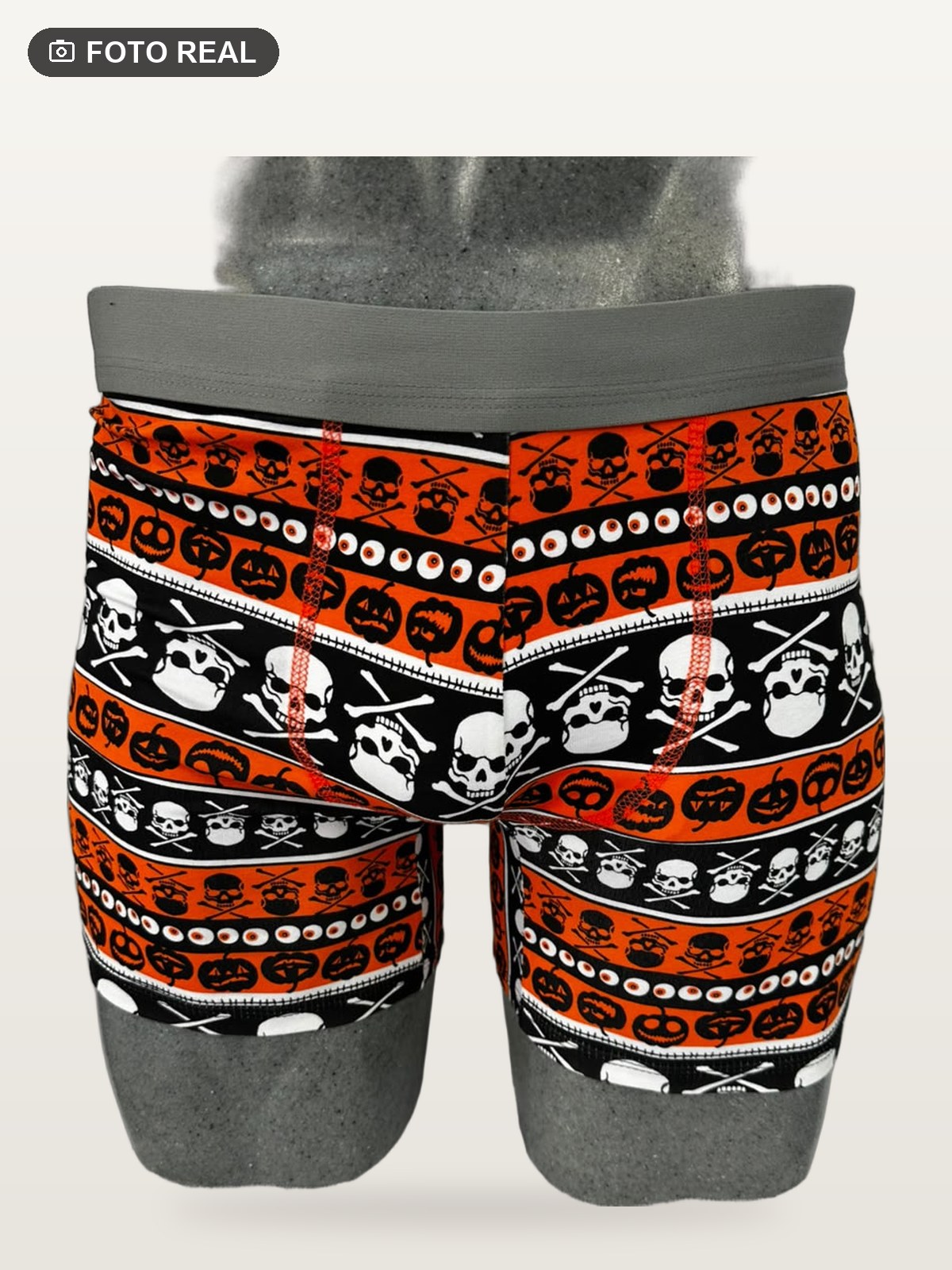 Boxer Brief Talla Grande color Calaveras Halloween Naranja, foto real
