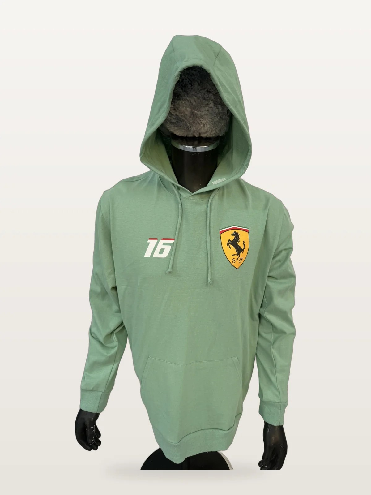 Sudadera Con Capucha De Autos color Verde Salvia, foto real