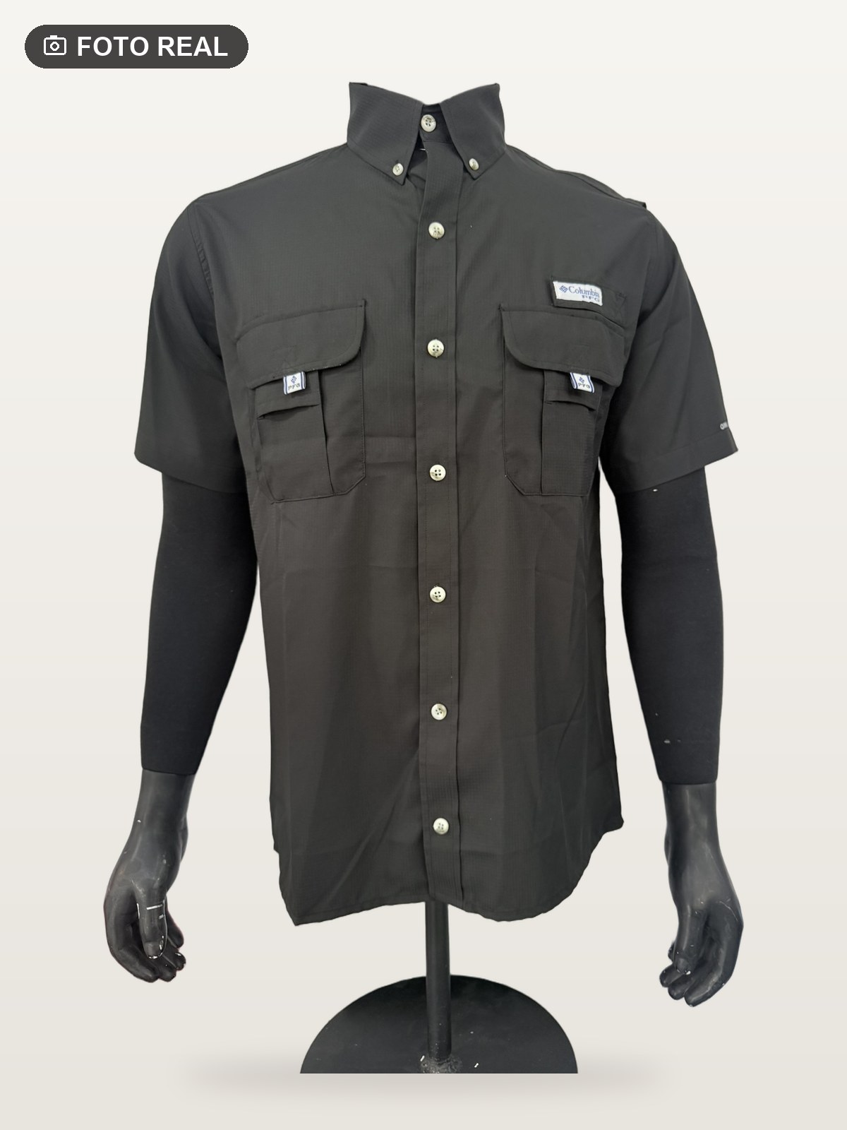 Camisa Táctica Manga Corta color Negro, foto real