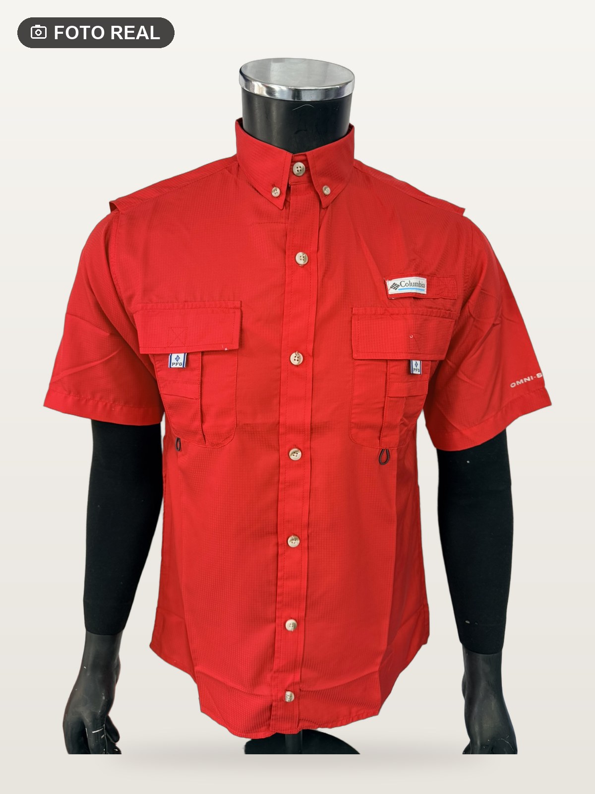 Camisa Táctica Manga Corta color Rojo, foto real
