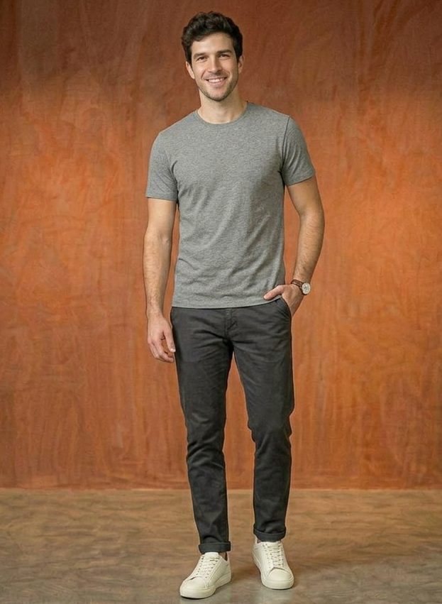 Playera color Gris Claro, foto real