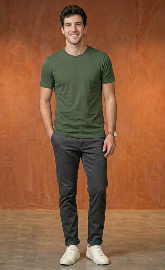 Playera color Verde Militar, foto real