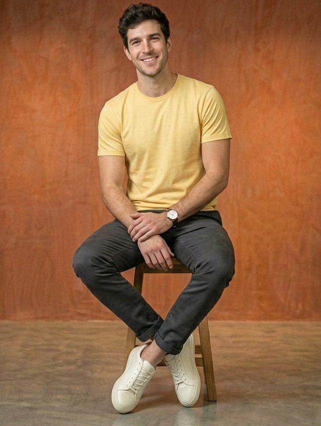Playera color Amarillo, foto real