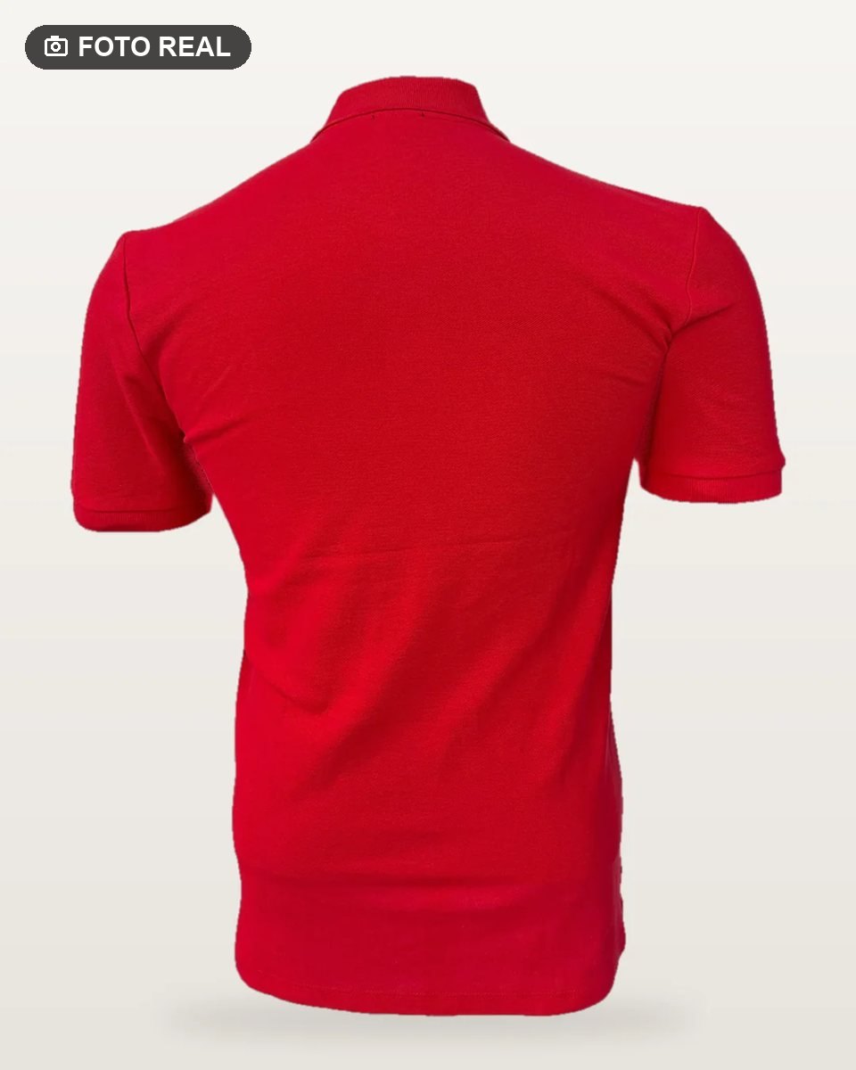 Polo Piqué Manga Corta Rojo vista 3