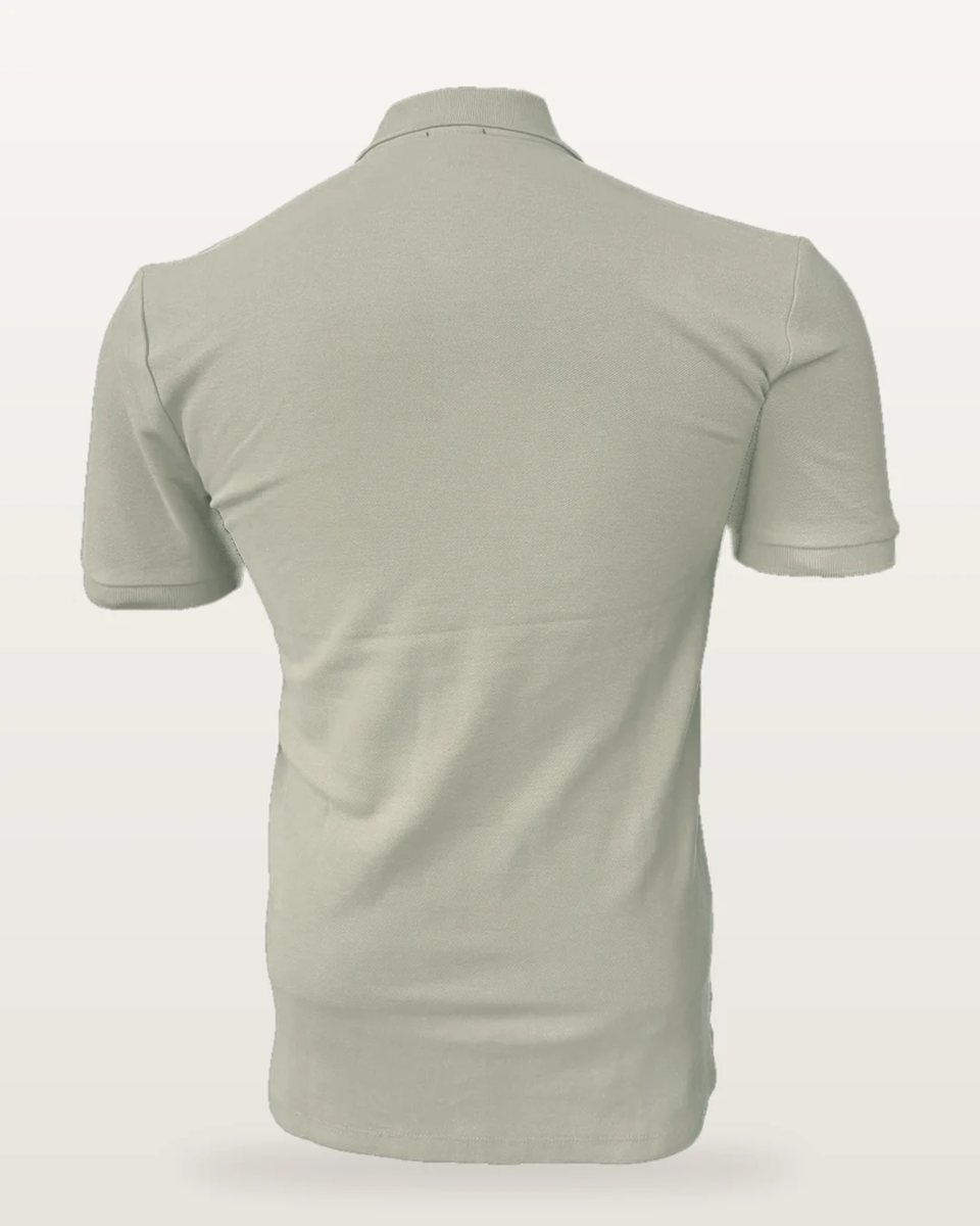 Polo Piqué Manga Corta Beige vista 3