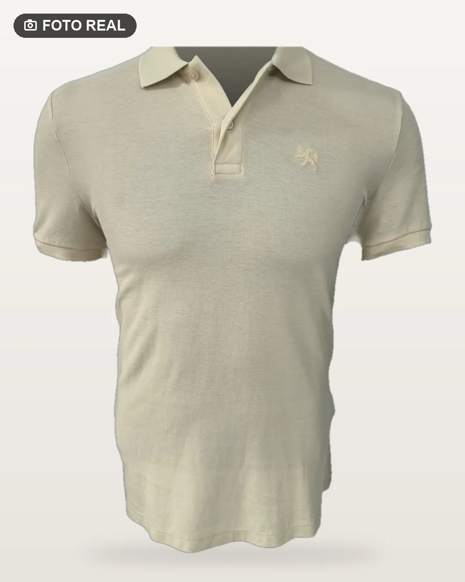 Polo Piqué Manga Corta color Beige, foto real