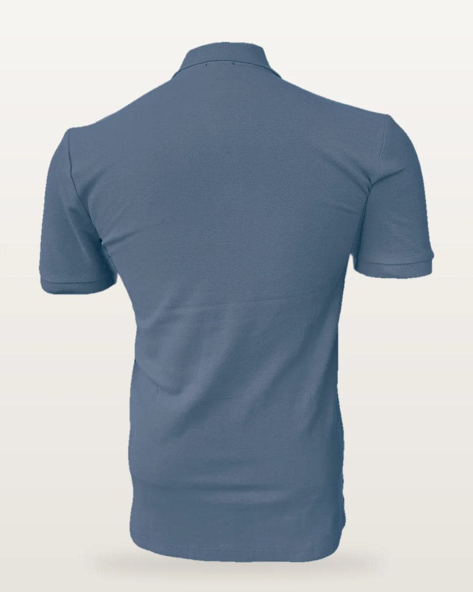 Polo Piqué Manga Corta Azul Acero vista 3