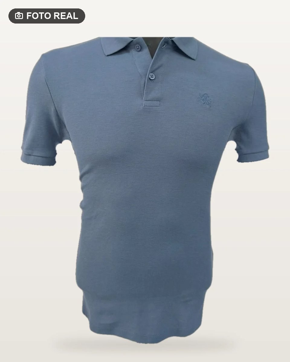 Polo Piqué Manga Corta color Azul Acero, foto real