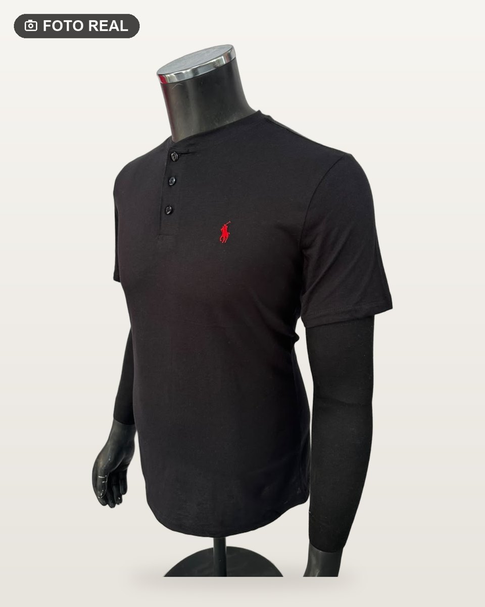 Playera Polo Cuello Chino Negro vista 2