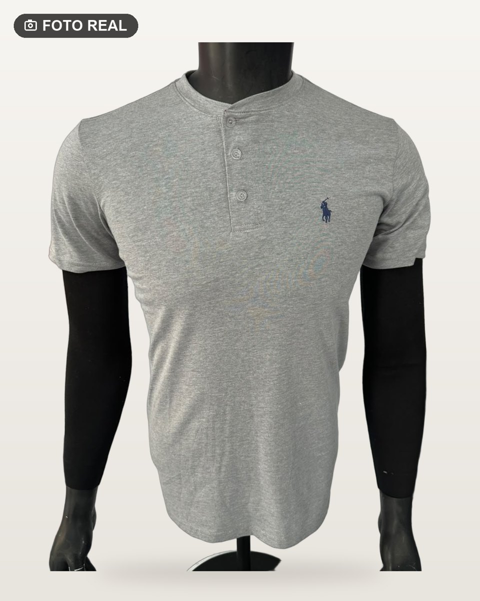 Playera Polo Cuello Chino color Gris Claro, foto real