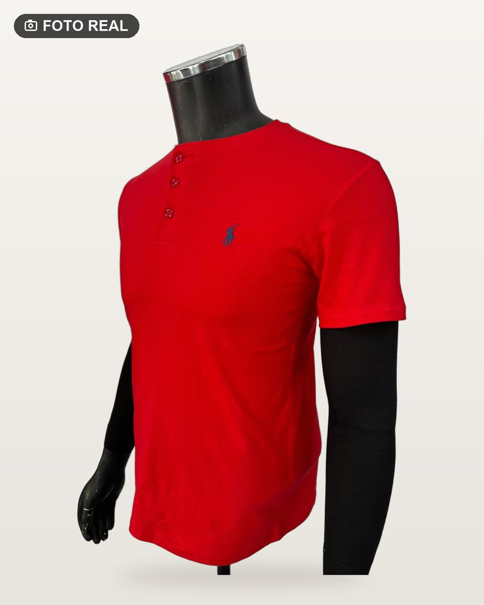 Playera Polo Cuello Chino Rojo vista 2