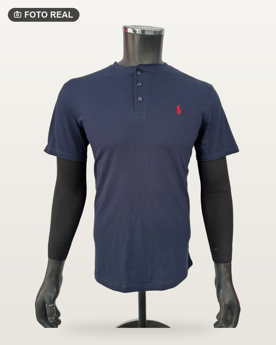 Playera Polo Cuello Chino color Azul Marino, foto real