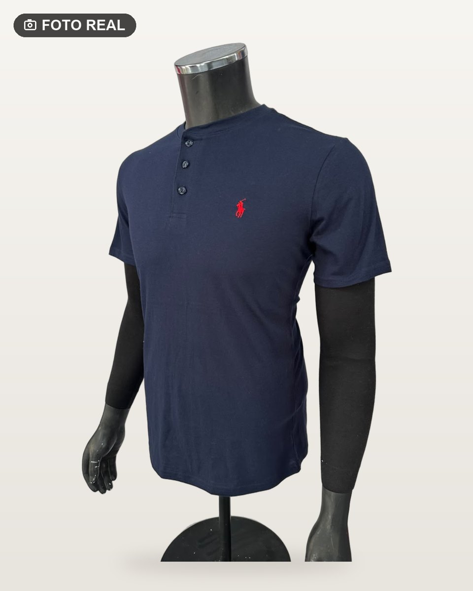 Playera Polo Cuello Chino Azul Marino vista 2
