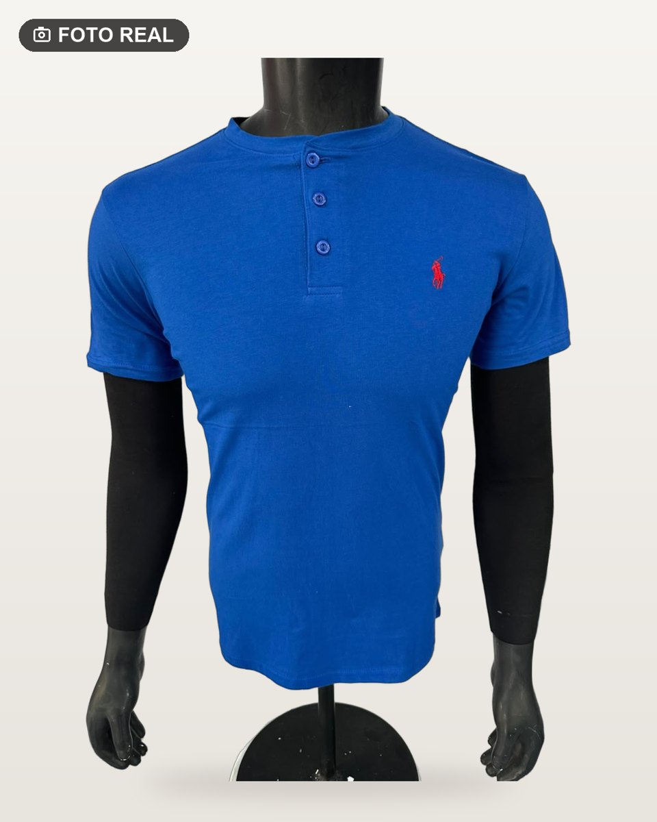 Playera Polo Cuello Chino color Azul Royal, foto real