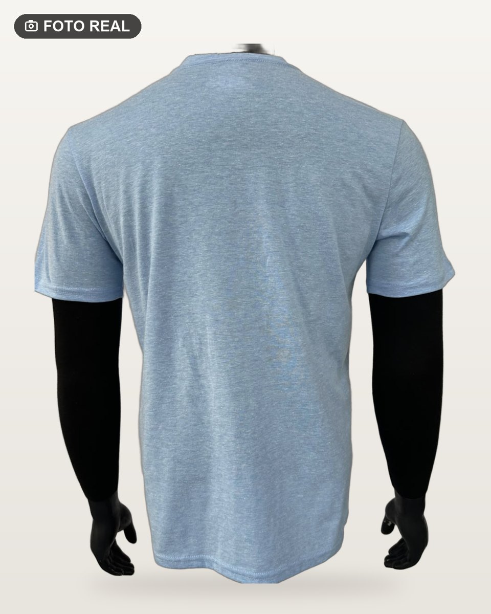 Playera Polo Cuello Chino Celeste Pastel vista 3